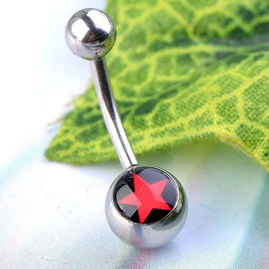 Motocross Dirt Bike Dangle Belly Button Ring - Double Gem, 14G, 11mm, Surgical Steel, Choose Your Color