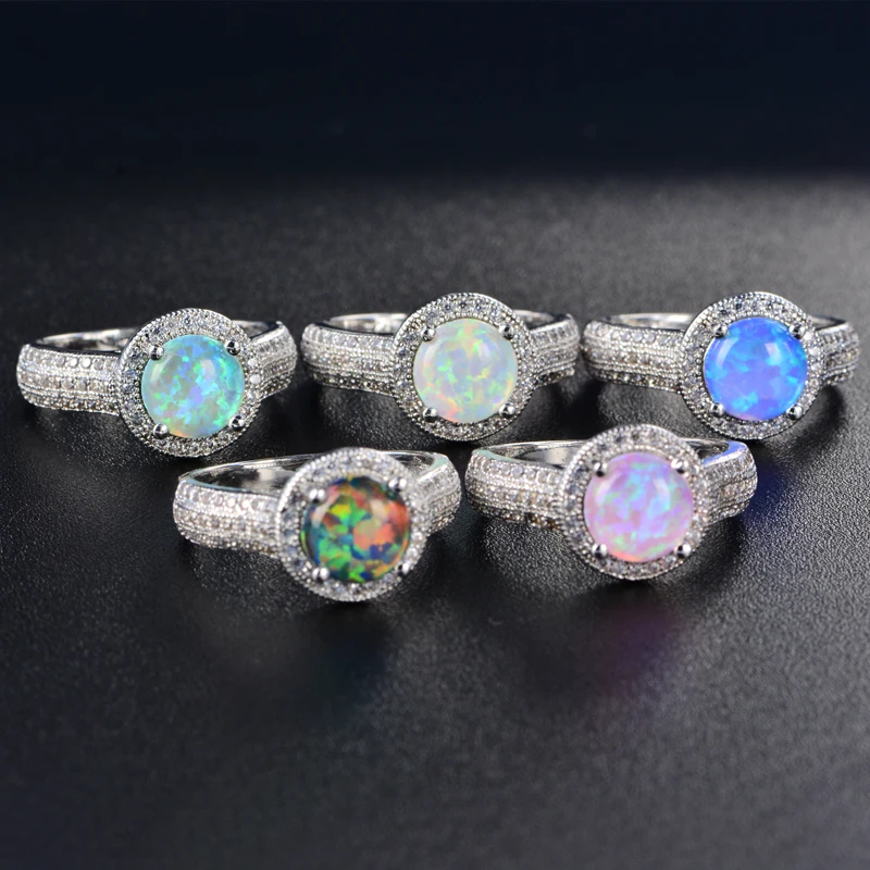

49% OFF Big Promotion Mystic Fire Opal Cubic Zirconia 925 Sterling Silver Band Wedding Ring For Women HERR0005