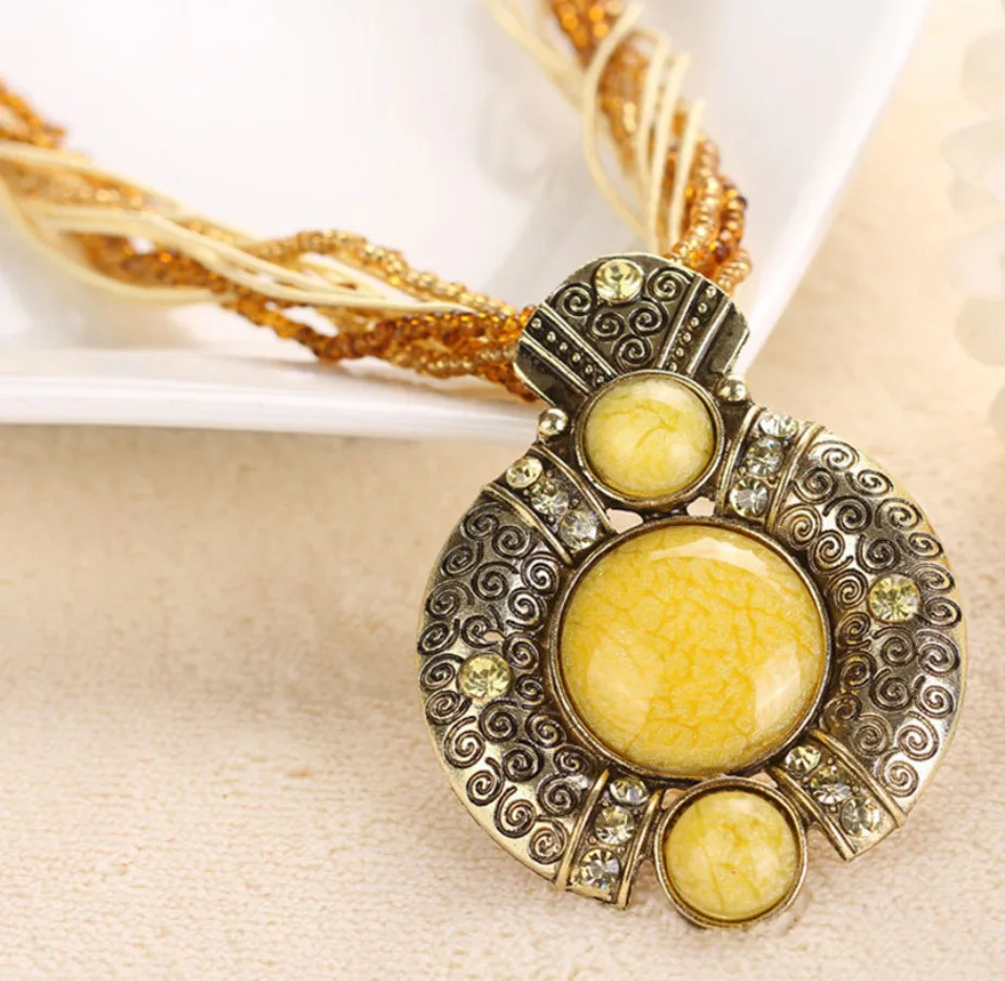 F& U винтажное ювелирное ожерелье модное популярное многослойное ожерелье в стиле ретро в богемном стиле с бусинами Цепочка с кристаллами