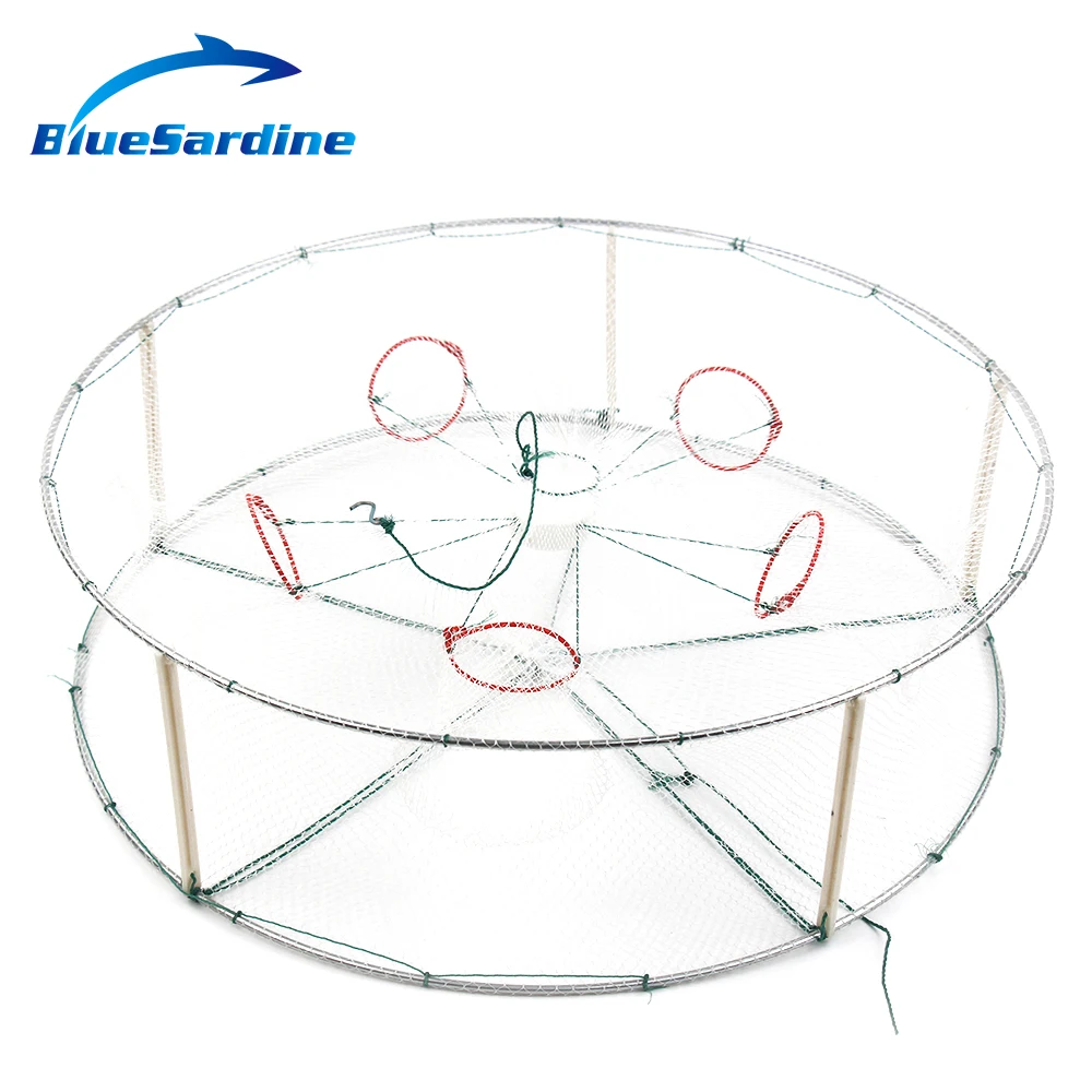 

BlueSardine Large Round Fishing Net Handmade Nylon Shrimp Net Cage Fish Trap Fishing Tackle Magical Fishery 40cm * 40cm * 12cm