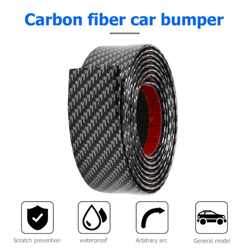 2.5m Carbon Fiber Look Rubber Bumper Strip Door Sill Protector Car Sticker