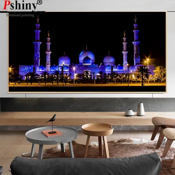 

PSHINY DIY 5d diamond embroidery sale night castles scenery pictures of rhinestones mosaic diamond painting full drill Round