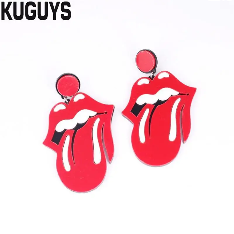 

KUGUYS Fashion Jewelry Red Large Tongue Earrings for Women Pendientes HipHop Big Drop Earring Oorbellen Brincos Trendy Accessory
