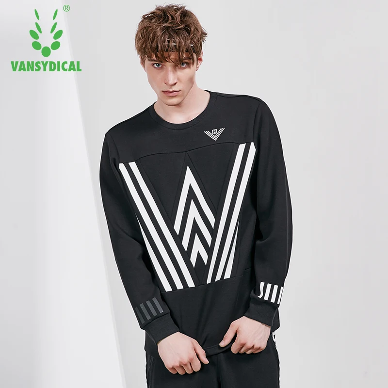 

Vansydical Autumn Winter Fitness Running Sports Tops Men's Cotton Printed Long Sleeve Pullovers Workout Training Sweatshirts
