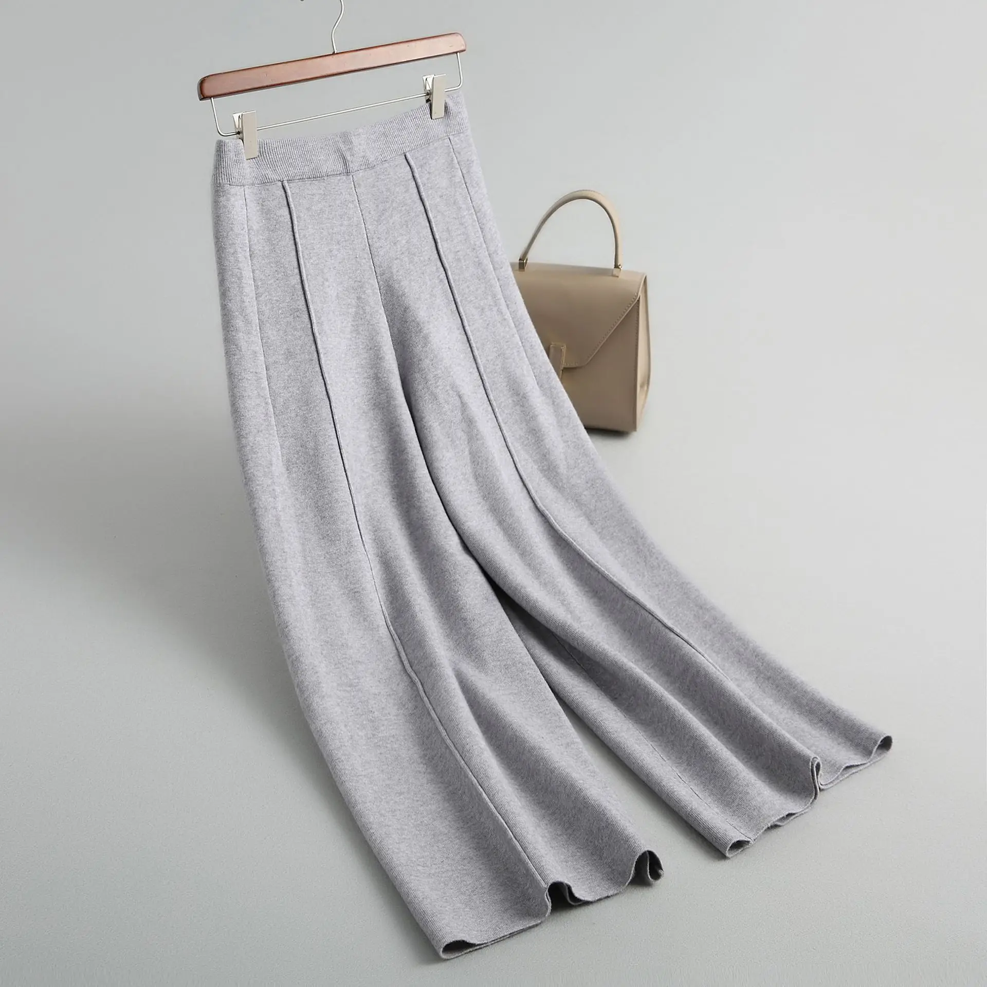 INNASOFAN широкие брюки для женщин осень-зима трикотажные брюки сплошной цвет евро-американская мода шикарные теплые брюки