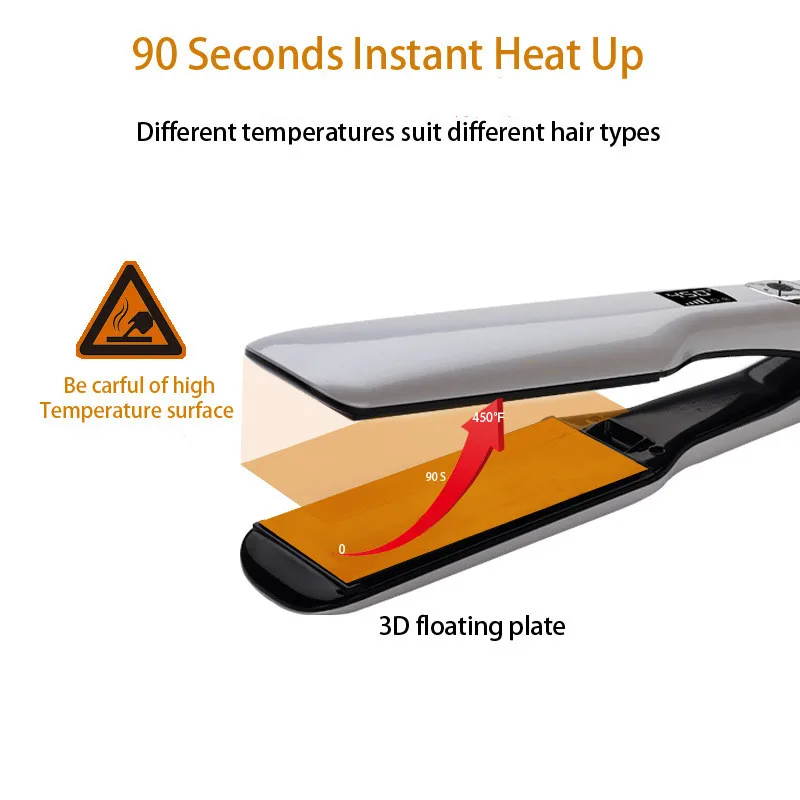 1 7 Inch Plate Wide Hair Straightener White And Brown Color