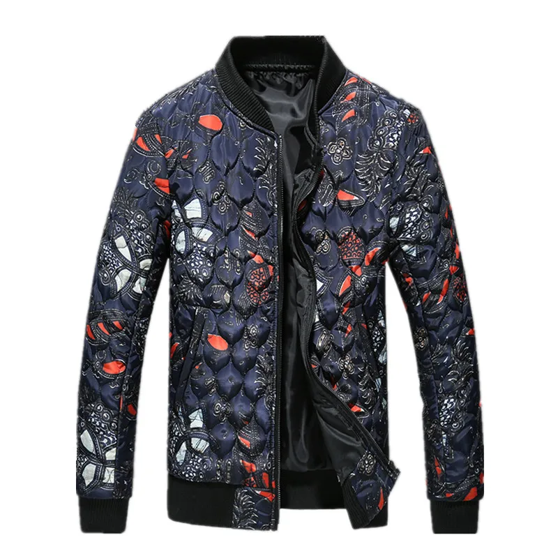 2016 new style winter Men s fashion leisure printing Men s thick cotton quilted jacket man