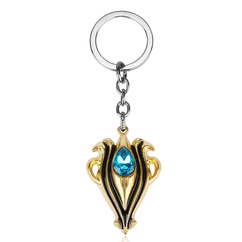 Fire Emblem Keychain for Car Game Jewelry Fire Symble with Blue Crystal