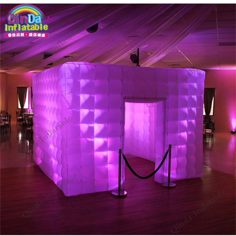Customized size photo booth camping inflatable cube tent ,LED light tent with air blower