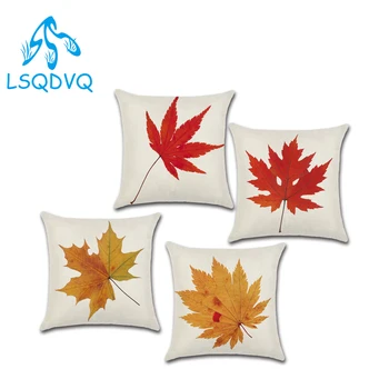 

Decorative Throw Pillow Case Red Maple Leaf Leaves Square Cotton Linen Cushion Cover For Sofa Home Capa De Almofadas 45x45cm