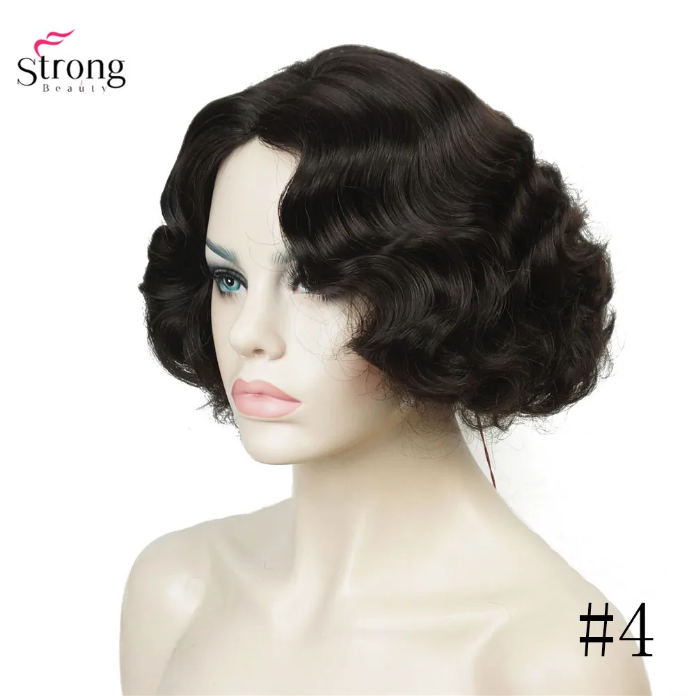 StrongBeauty волнистые волосы короткие черные волосы парик кудрявый Синтетический