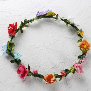 

New Women Girl Flower Headband Garland Wedding Bridesmaid Bridal Floral Hair Accessories Halloween Party Favor Supplies Wedding