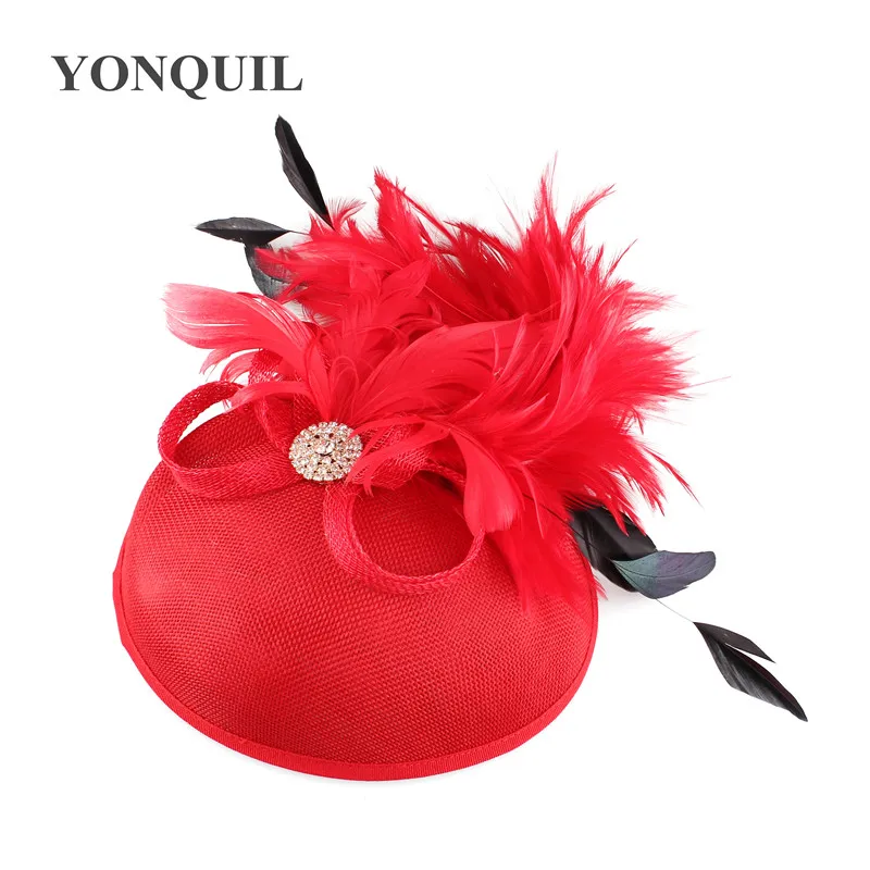 Новые красные коктейльные Вуалетка для волос женские шляпки с бантом аксессуары для вуалей Свадебная вечеринка Дамская Шляпка цветок из