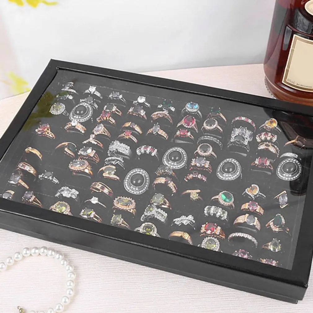 100 Grids Jewelry Tray Case Ring Display Box Portable Jewelry Ring