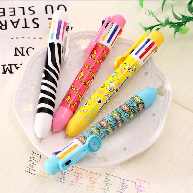 

8-color ballpoint pen Cute Kawaii cartoon Ballpoint Pens Ballpen For Office School Writing Supplies Stationery Supplies
