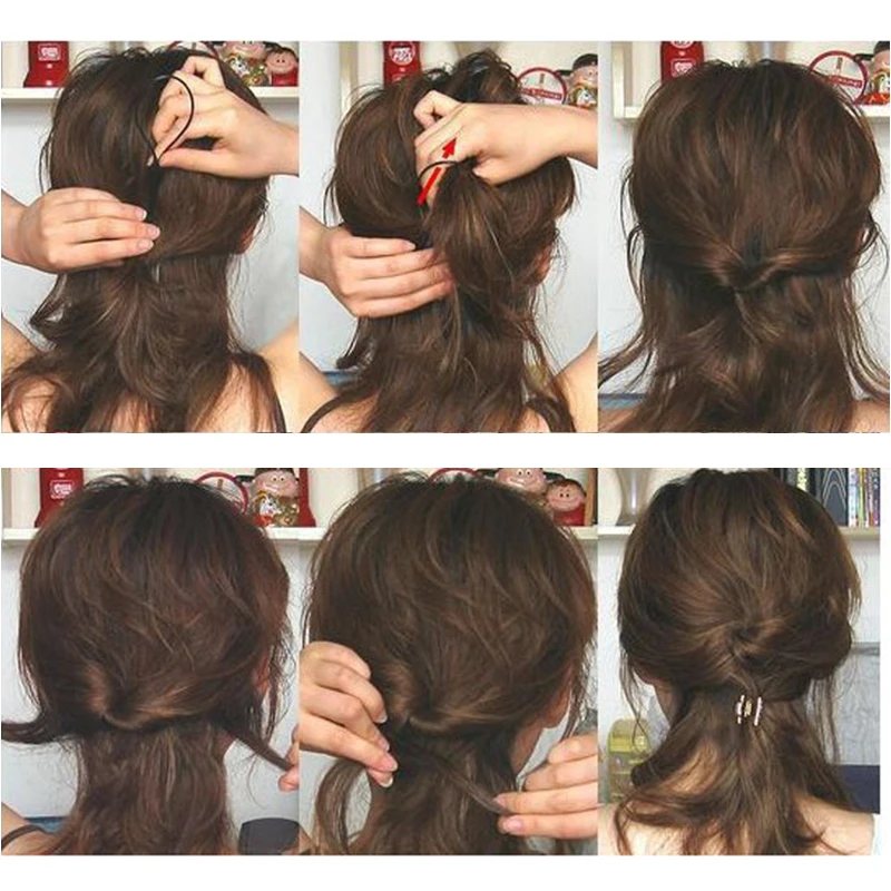 MISS ROSE 2 Pcs Women Hair Braid Maker Ponytail Creator Plastic Loop Styling Tools Black Beauty Pony Tail Clip Styling Tool