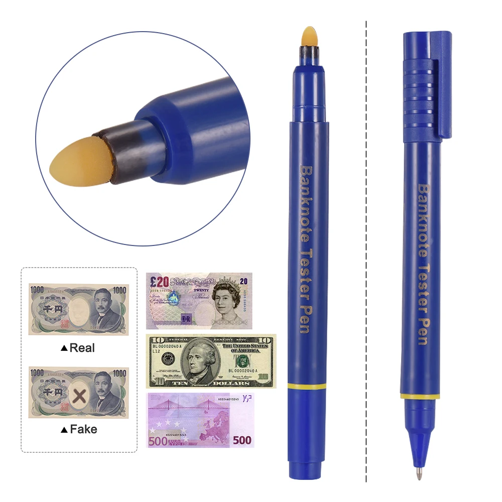 Портативный мини-тестер банкнот ручка Детектор фальшивых денег ручка проверка банкнот поддельный маркер доллара с шариковой ручкой
