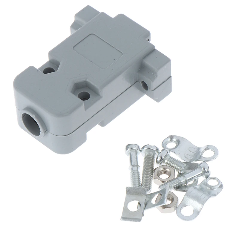 3mm to 7mm-Straight Exit 5 Sets Connector Serial DB9 & Grey Hood DB9 Plastic Shell With Screws