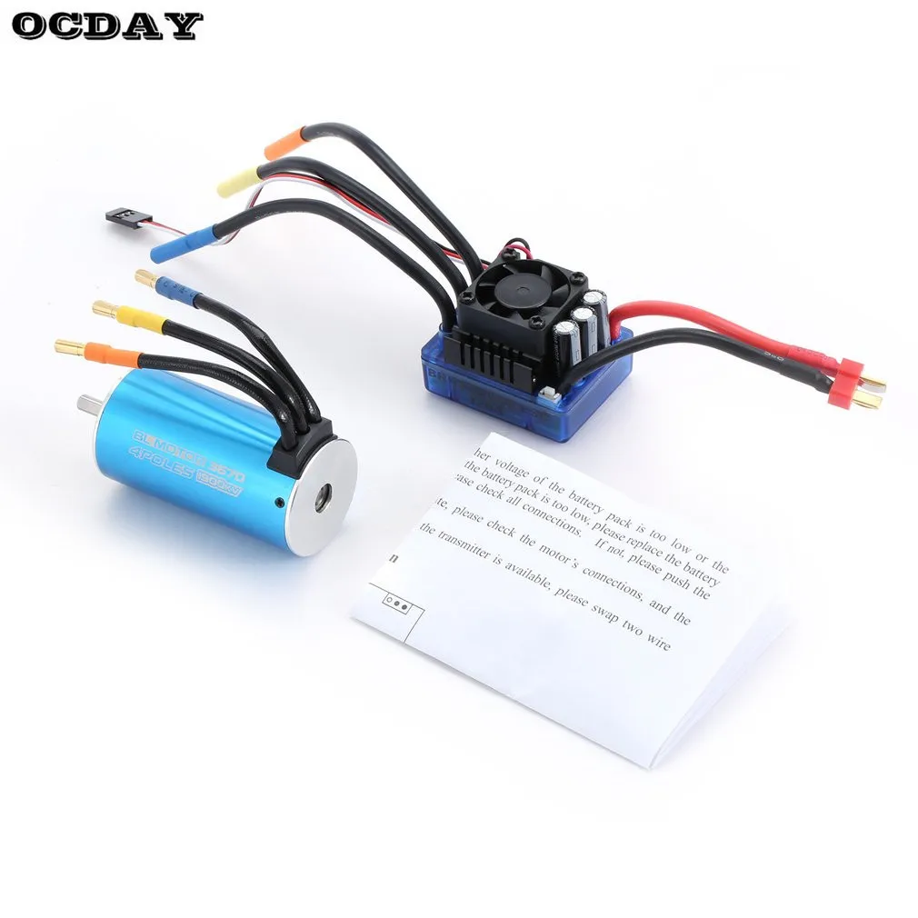 

OCDAY 3670 1900KV 4 poles Sensorless Brushless Motor + 120A Electronic Speed Controller Combo Set for Toy 1/8 RC Car Truck Parts