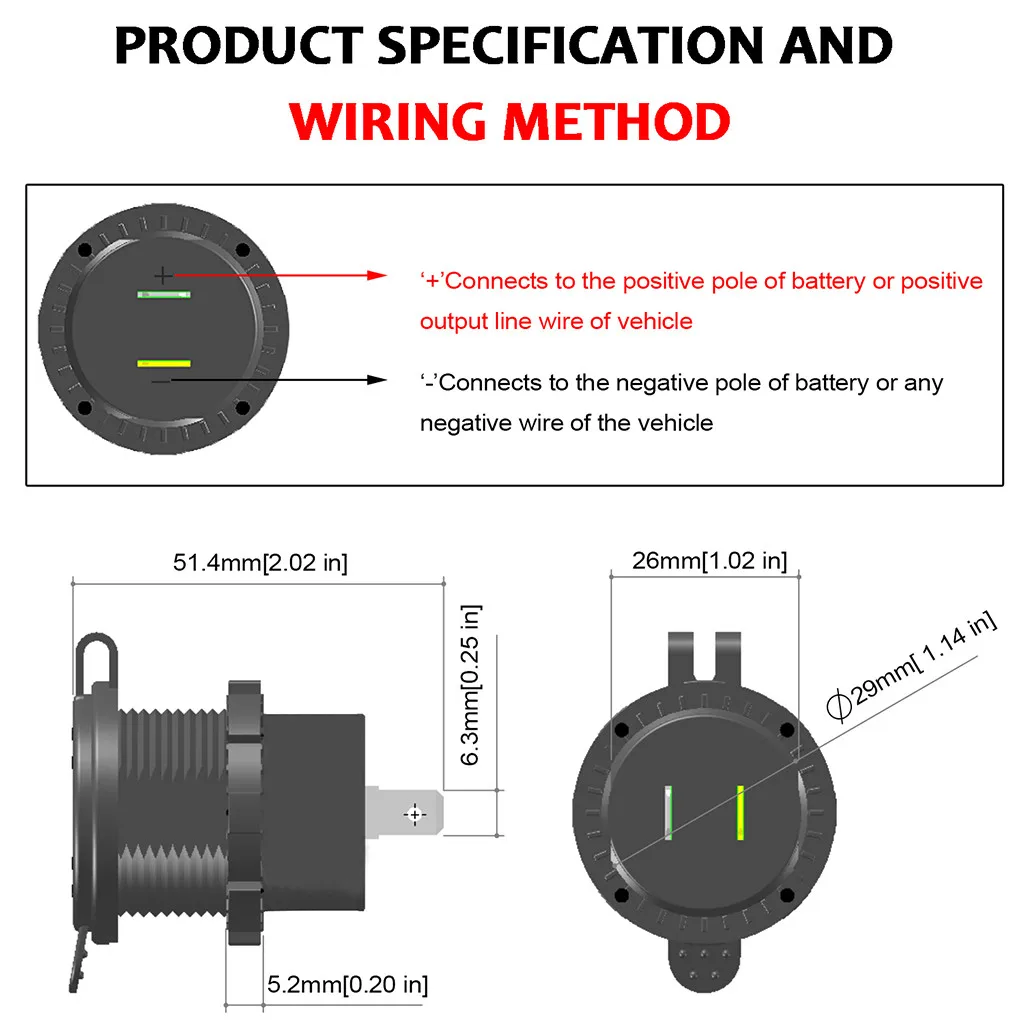 QC 3.0 Dual USB Charger Socket Voltmeter Quick Charge 3.0 Wire Waterproof for Car Motorcycle Mobile Phone Charger Fast QC#Y8