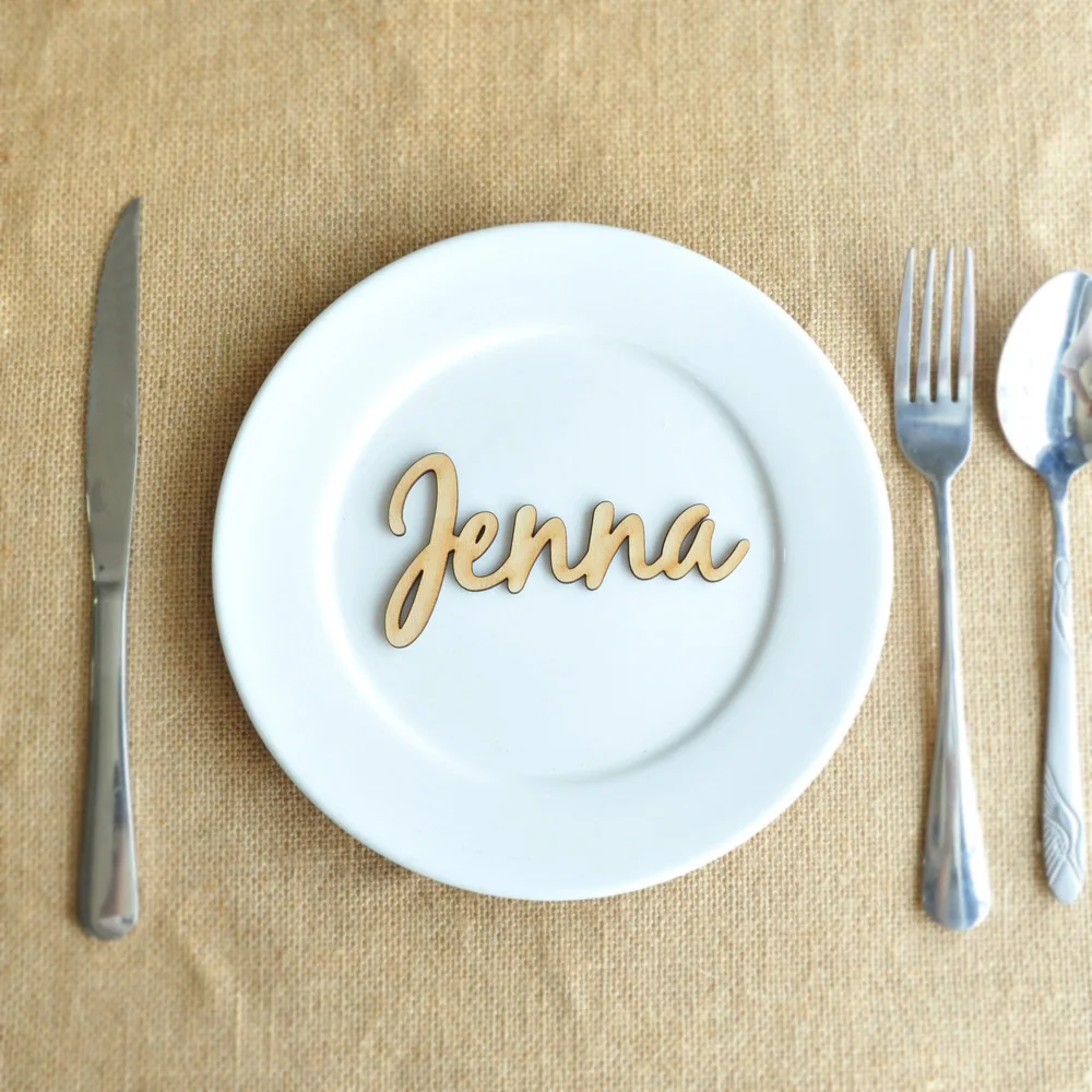 

10pcs Personalized Wood Place Card Rustic Name Cards with Wedding Menu Custom Name Tags Wedding Reception Wood Place Signs