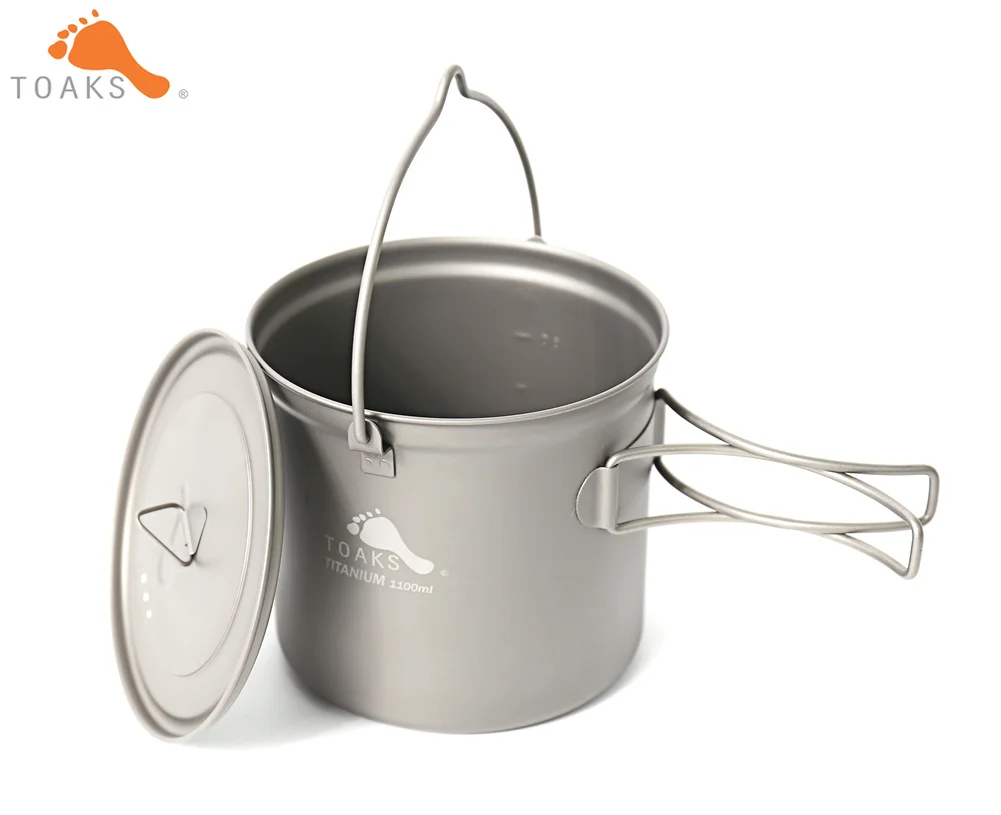 TOAKS POT-1100-BH titanio Camping al aire libre colgando con estribo fácil llevar 1100 ml 145g
