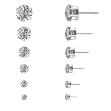 Новинка, 6 пар, стразы, циркон, нержавеющая сталь, серьги-гвоздики, кольцо, для женщин, мужчин, ювелирное изделие,, модные серьги