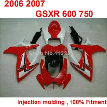 Injection molding fairings for Suzuki GSXR600 2006 2007 red white black motorcycle fairing kit GSXR 600 750 K6 K7 06 07 TN08