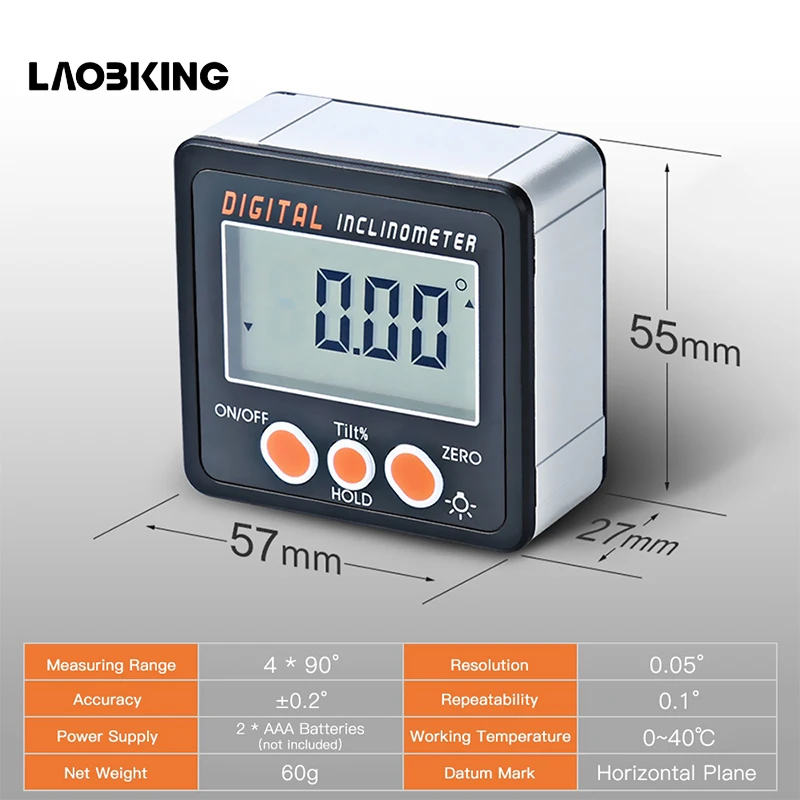 

Electronic Protractor Digital Inclinometer 0-360 Aluminum Alloy Digital Bevel Box Angle Gauge Meter Magnets Base Measuring tool