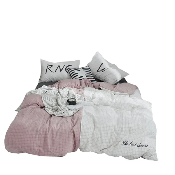 Розовый белый клетчатый хлопковый комплект пастельного белья Полный/король/королева/размер+ пододеяльник 14 видов стилей дополнительные товары для домашнего текстиля - Цвет: 07