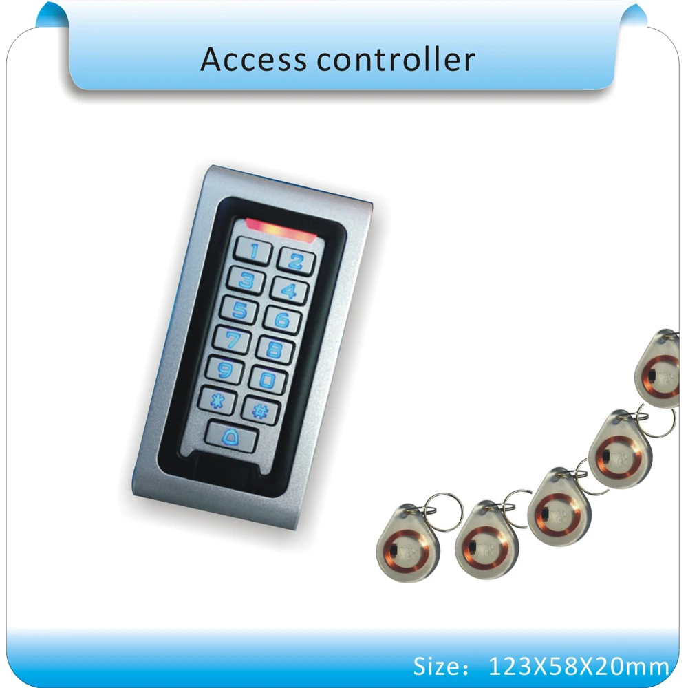 Metal case 10 crystal keyfobs 125KHZ RFID Proximity Card Access Control System RFID/EM Keypad Card Access Control Door Opener Metal case 10 crystal keyfobs 125KHZ RFID Proximity Card Access Control System RFID/EM Keypad Card Access Control Door Opener