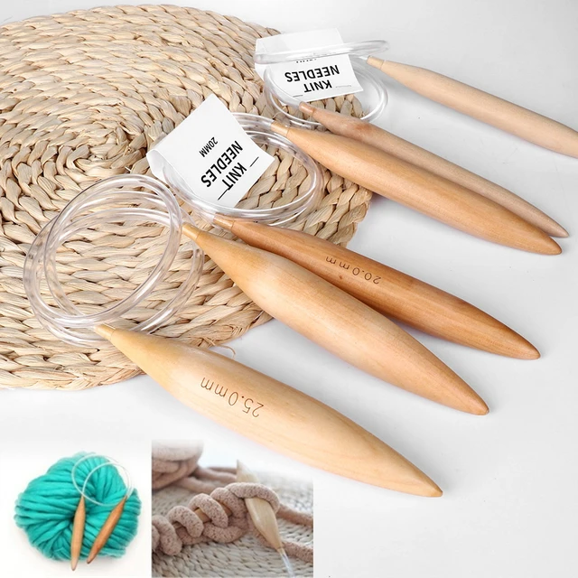 15mm/20mm/25mm Crochet Hooks Circular Bamboo Thick Knitting