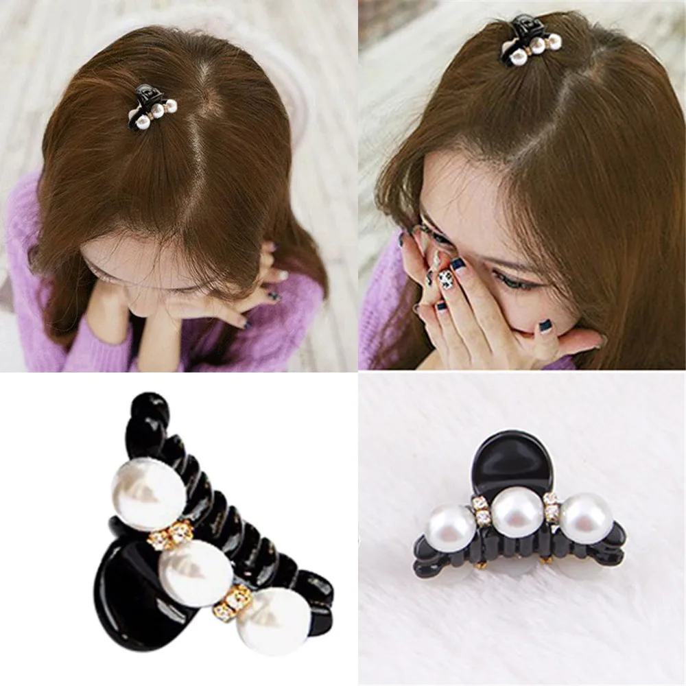 

emulational Pearl Top Gripper Hairpins Crystal Rhinestone Clip Hair Crab Plastic Hair Claws for Women Clamp Resin barette0.5