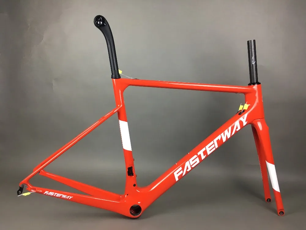 Best white red with black  FASTERWAY classic carbon road frameset UD weave carbon bike frame:Frameset+Seatpost+Fork+Clamp+Headset 88