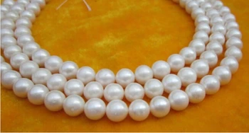 

9-10MM AA++ NATURAL SOUTH SEA WHITE PEARL NECKLACE 50" Factory Wholesale price Women Gift word Jewelry