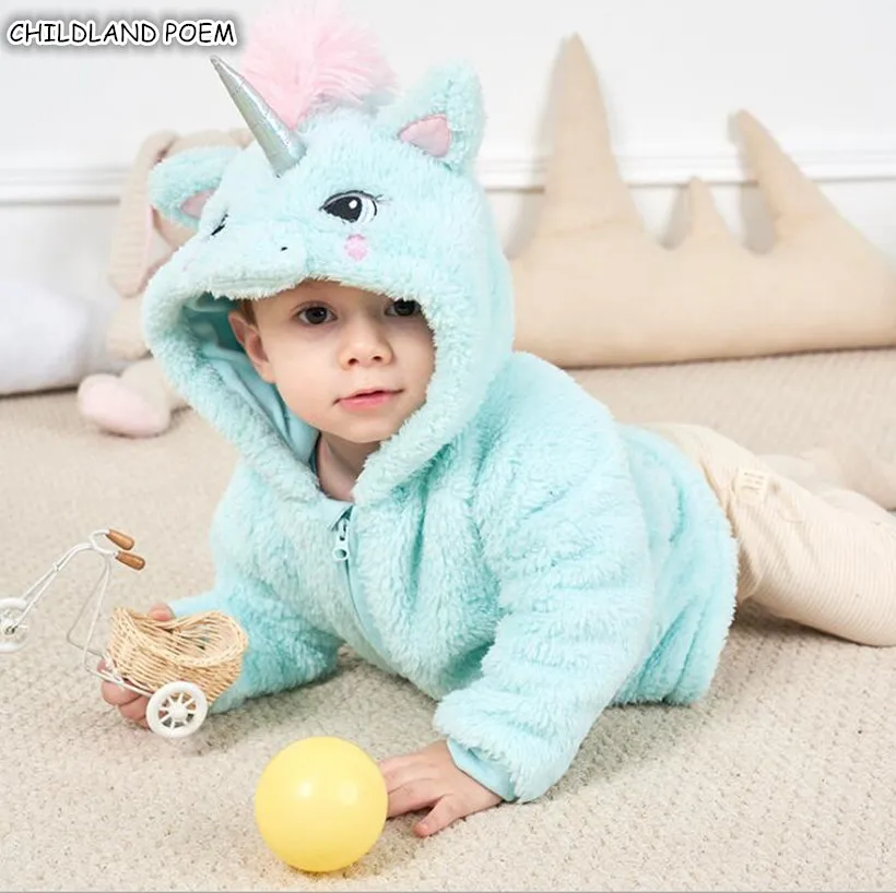 

Baby Girls Jacket And Coat Winter autumn Unicorn Hooded Baby Outerwear For Boys Girls Thick Fleece Infant Toddler Boys Jacket