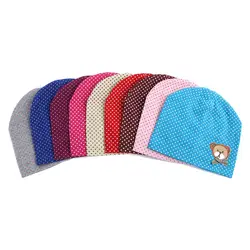 Зимняя детская шапка с узором в горошек, вязаные детские шапки, детская шапка для мальчиков и девочек, хлопковая шапка для малышей, Детская