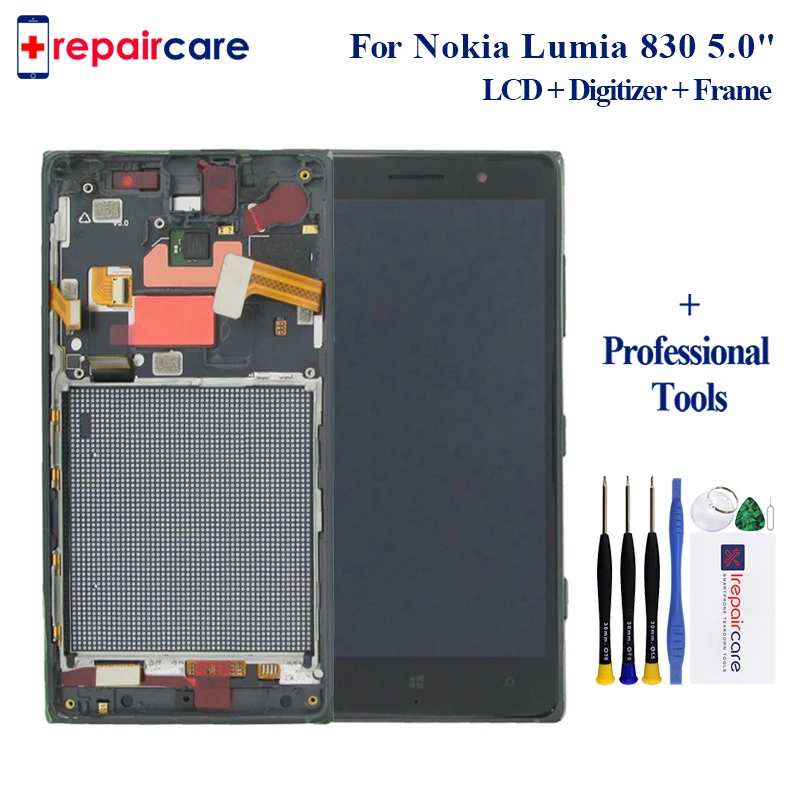Для Nokia 830 ЖК дисплей для Lumia Дисплей с сенсорным экраном дигитайзер + рамка