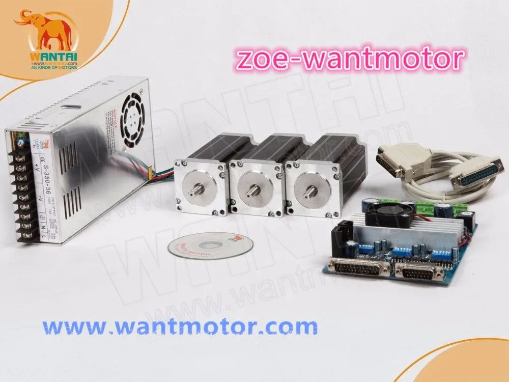 

77.50USD!Wantai 3 Axis Nema 23 Stepper Motor dual shaft 57BYGH633B 287oz-in&3 Axis Driver Board TB6560&power supply 350W