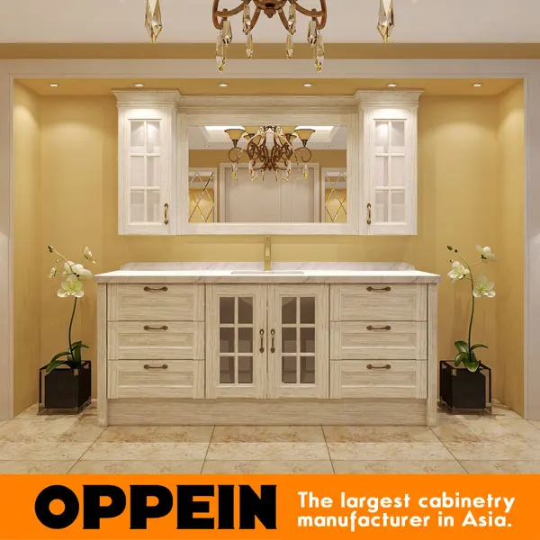 Customized Traditonal Elegant White Wooden Bathroom OP15 116A
