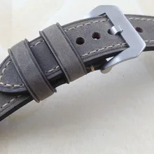 10 шт./лот 20 мм 22 мм 24 мм Натуральная кожа Crazy horse кожаный ремешок для наручных часов часы ремешок мужские часы ремни серый-WB120702