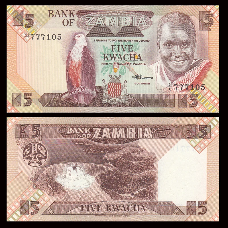 

Zambia 5 Kwacha, 1986-88, P-25d, UNC, Uncirculated, Banknotes, Collection, Gift, Africa, Genuine Original Paper Notes