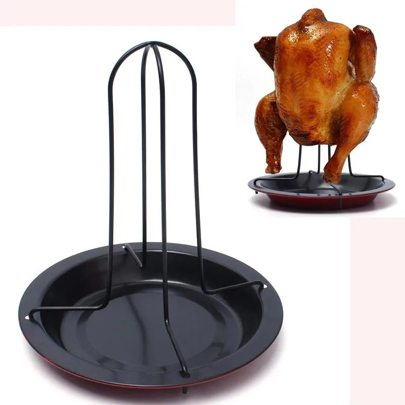 Углеродистая сталь вертикально жаровня для курицы стойки с чашей антипригарным пособия по кулинарии инструмент форма для выпечки барбекю гриля принадлежности для барбекю YL877913