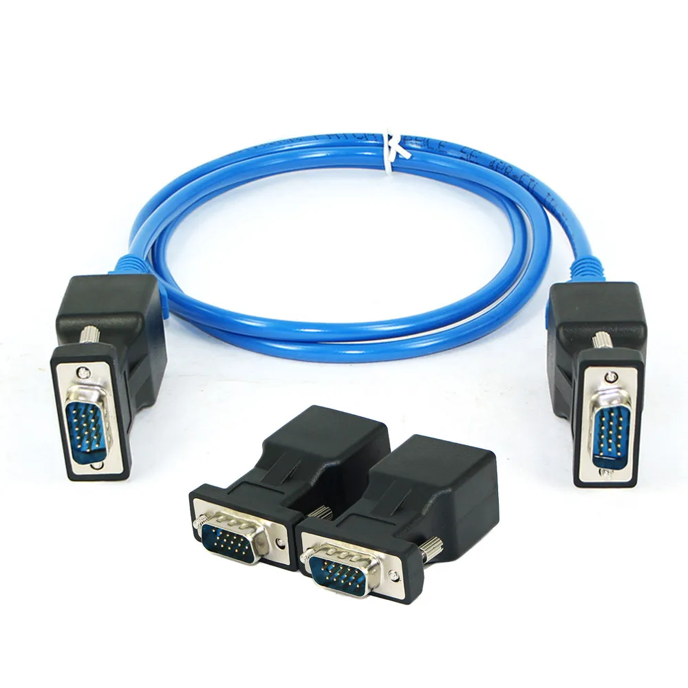 

Del 1 Pair VGA Extender Male Female to LAN RJ45 CAT5 CAT6 20M Network Cable Adapter TD915 Dropship