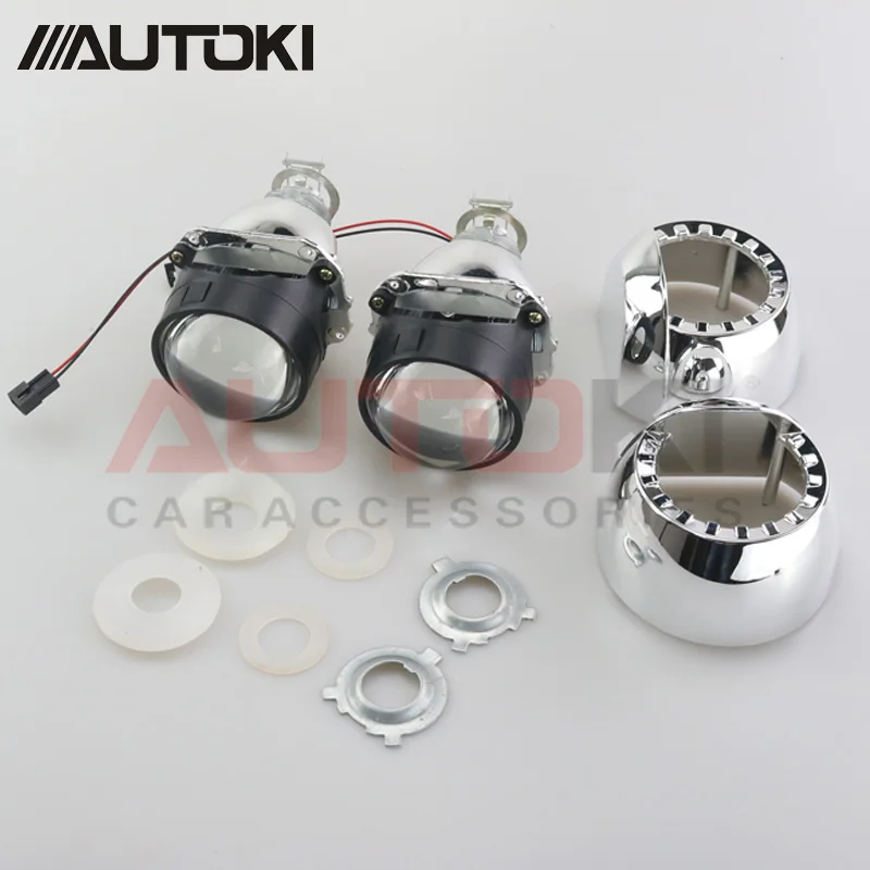 Autoki обновление 2,5 дюймов H1 мини Биксеноновая разрядная лампа высокой интенсивности для объектив проектора+ Плоский кожухи LHD RHD для автомобильных фар H1 H4 H7 H11 9005 9006