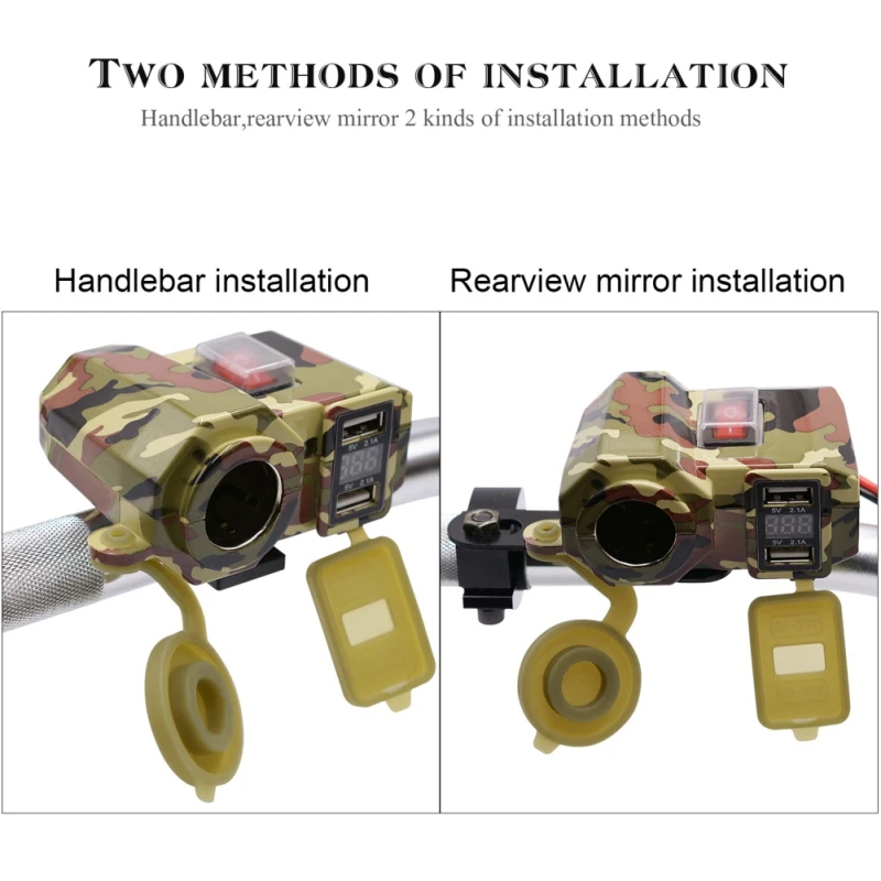  12 V Wasserdichte 2USB Motorrad Handy GPS Netzteil Buchse Ladegerät + Schalter Schnelle Ladung