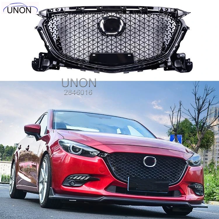 

Car Styling For Mazda 3 Axela 2017 2018 ABS Plastic Black Color Front Bumper Grill Upper Grille Front Grilles Cover Protector