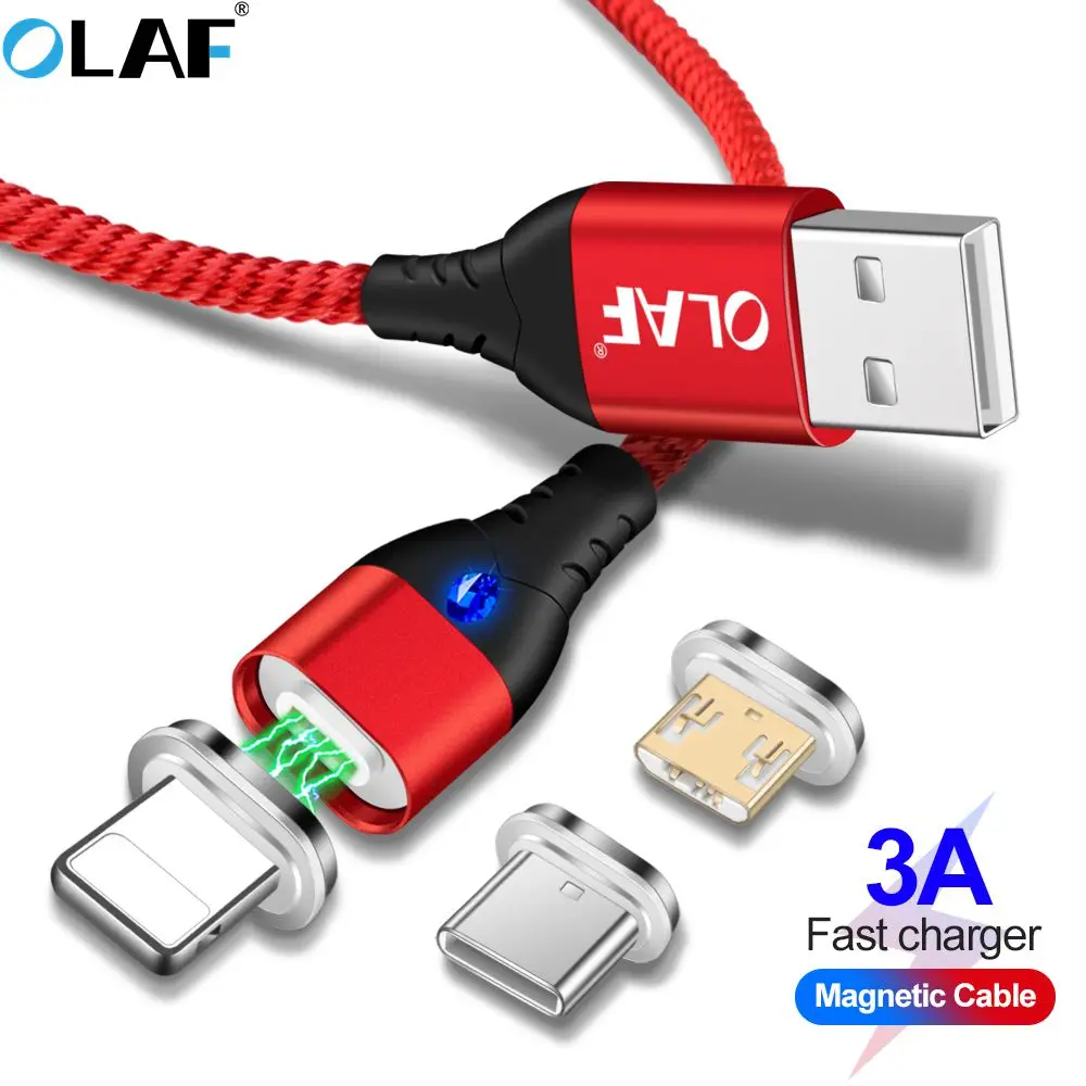 5A LED ل البرق كابل مغناطيسي المصغّر usb نوع C كابل ل فون سامسونج هواوي xiaomi oneplus 6 المغناطيس كابل شحن سريع