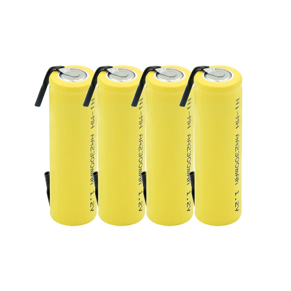 

Ni-mh 1.2V in AA rechargeable battery 2300 mAh nimh cell Yellow case with welding inserts for Philips electric shaver razor toot