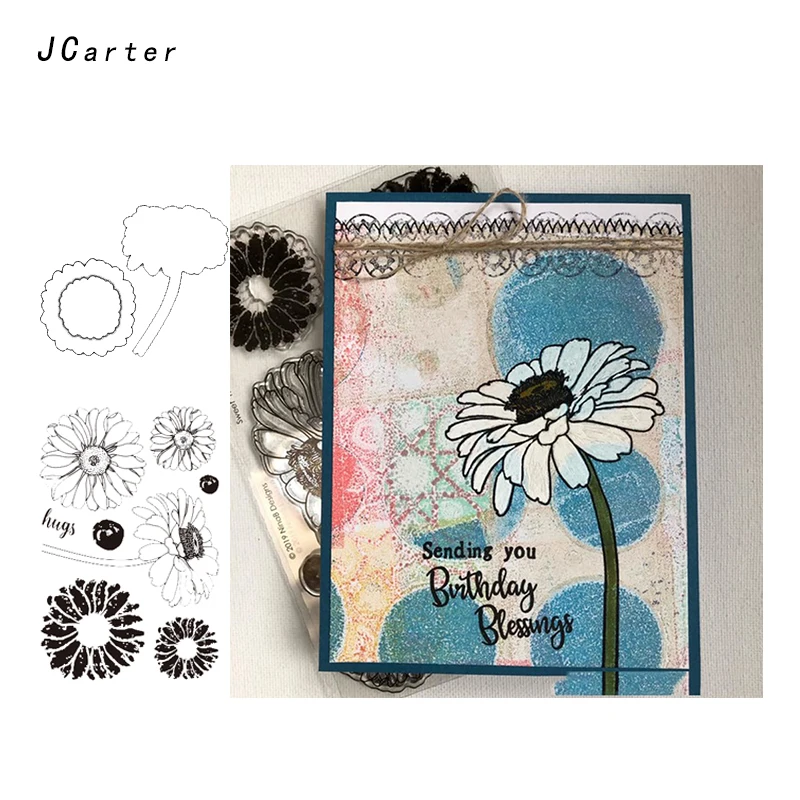 

JC Rubber Stamps and Metal Cutting Dies Scrapbooking Dies Cut Sunflower Clear Stamps Card Making Craft Stencil Decor Album New